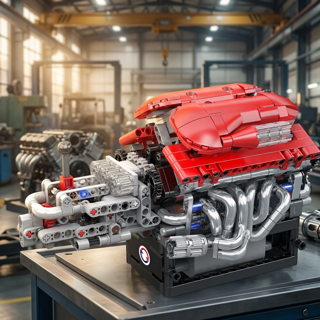 Motor Supercar com Transmissão V12 (863 peças)