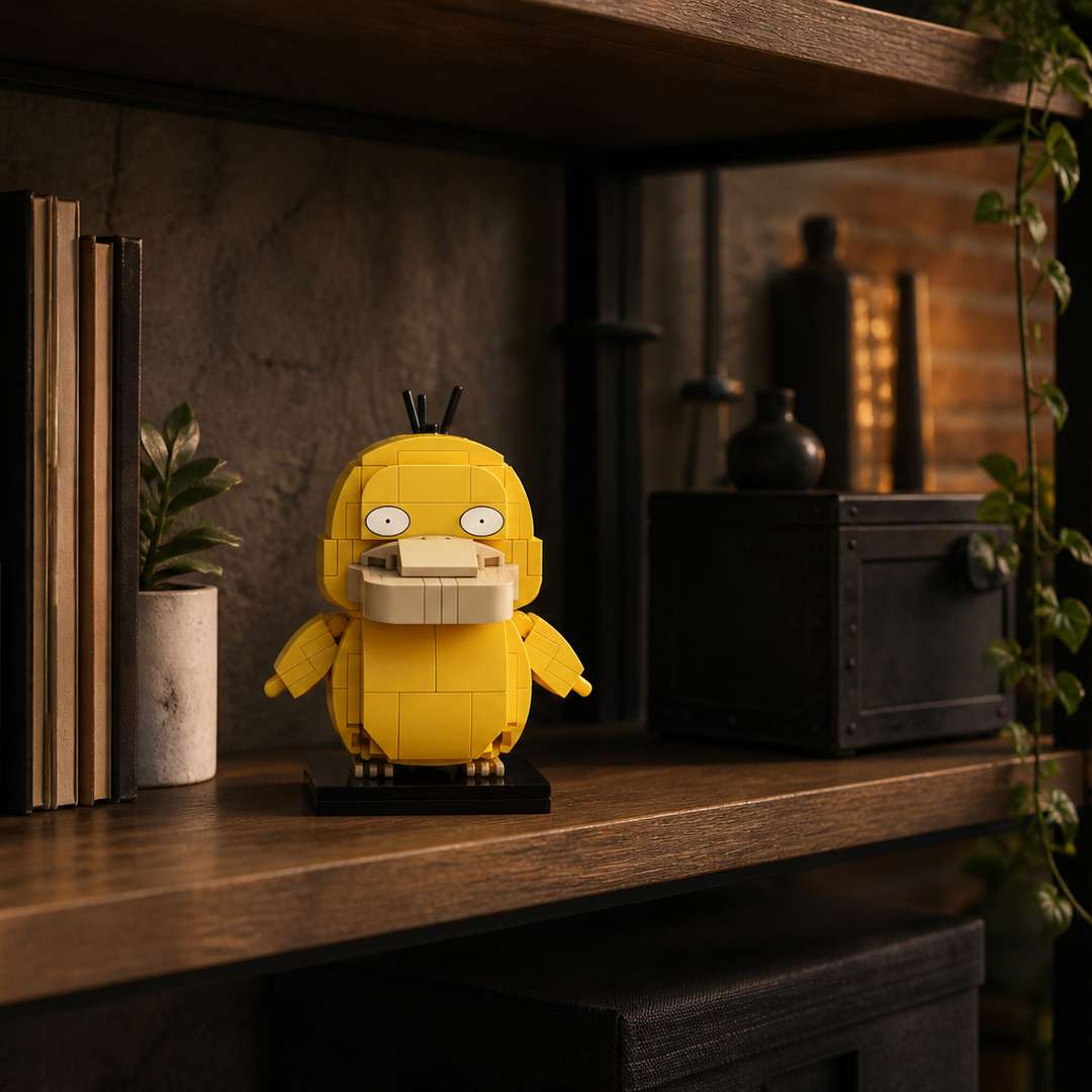 Compre Junto Pikachu + Psyduck - Psyduck em blocos sobre estante industrial