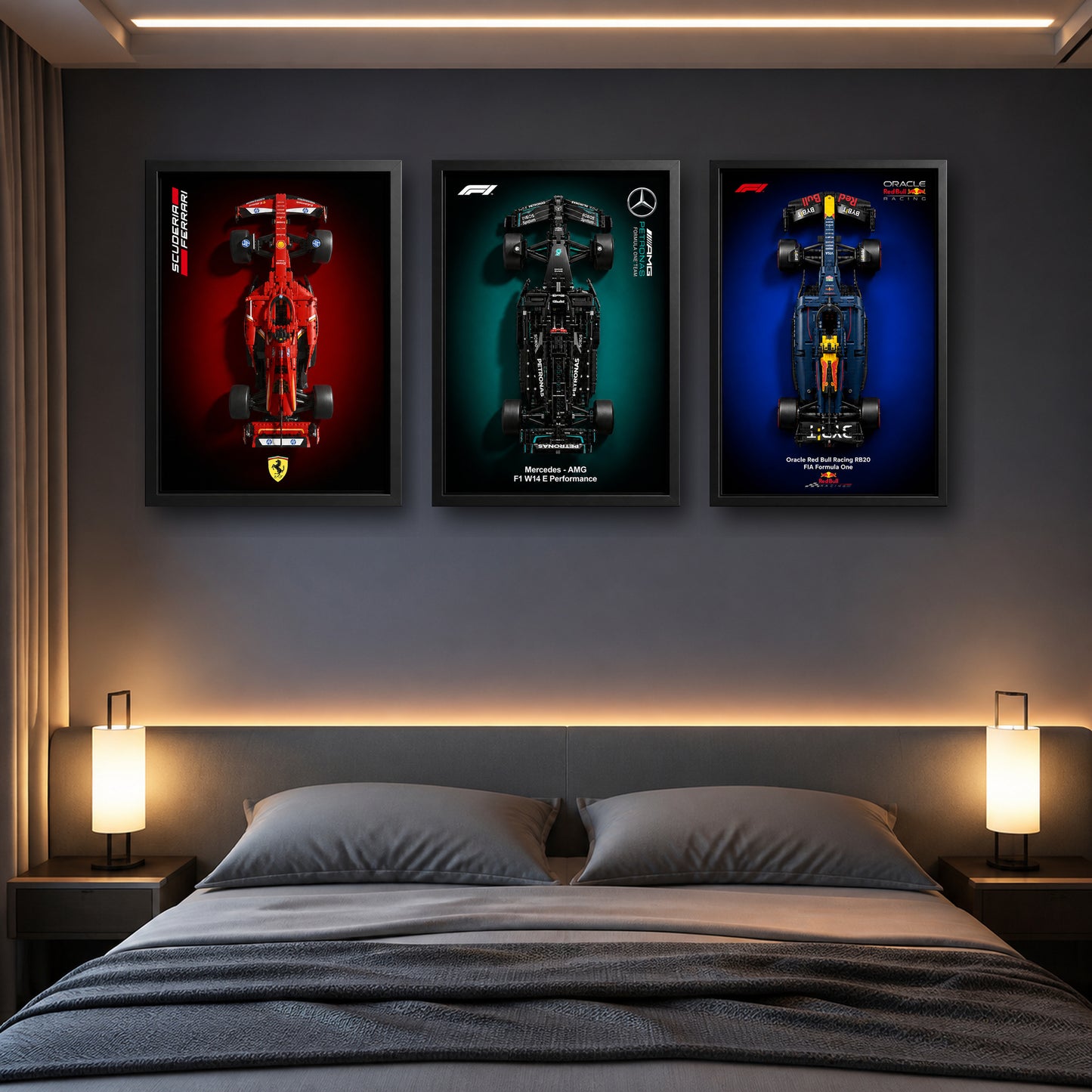 Compre Junto! Quadros Formula-1 Ferrari SF24 + Mercedes-AMG W14 + Red Bull RB20