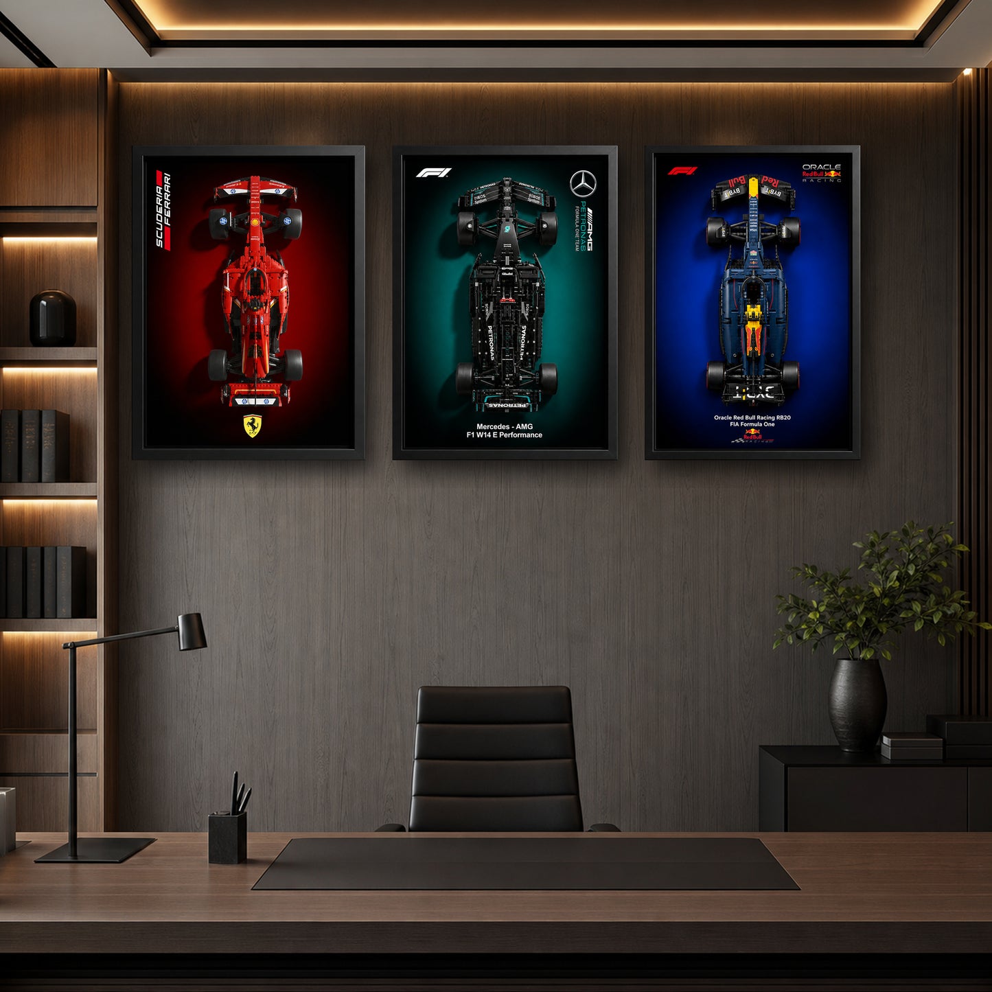 Compre Junto! Quadros Formula-1 Ferrari SF24 + Mercedes-AMG W14 + Red Bull RB20