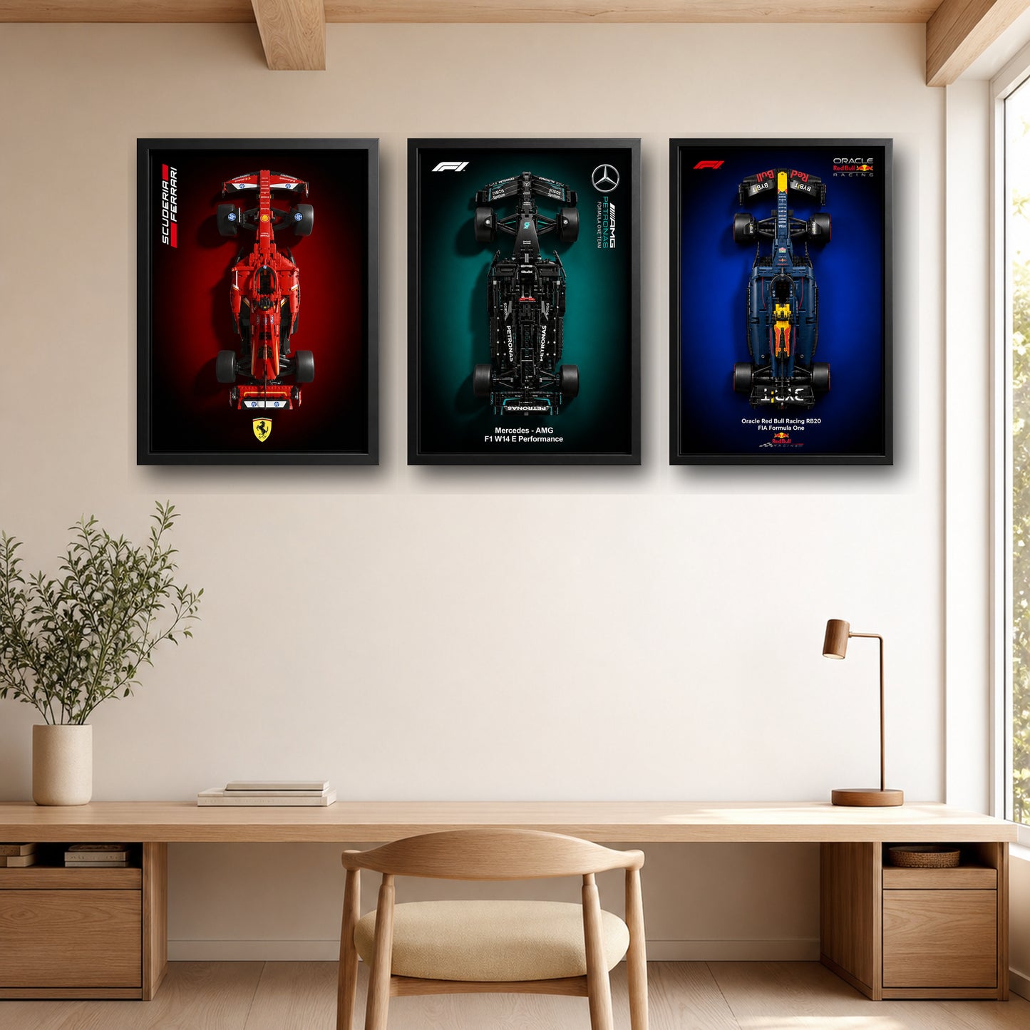 Compre Junto! Quadros Formula-1 Ferrari SF24 + Mercedes-AMG W14 + Red Bull RB20