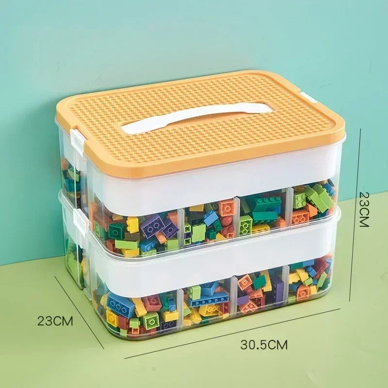 Caixa Organizadora 2 Camadas Amarela - 30,5 x 23 x 23 cm