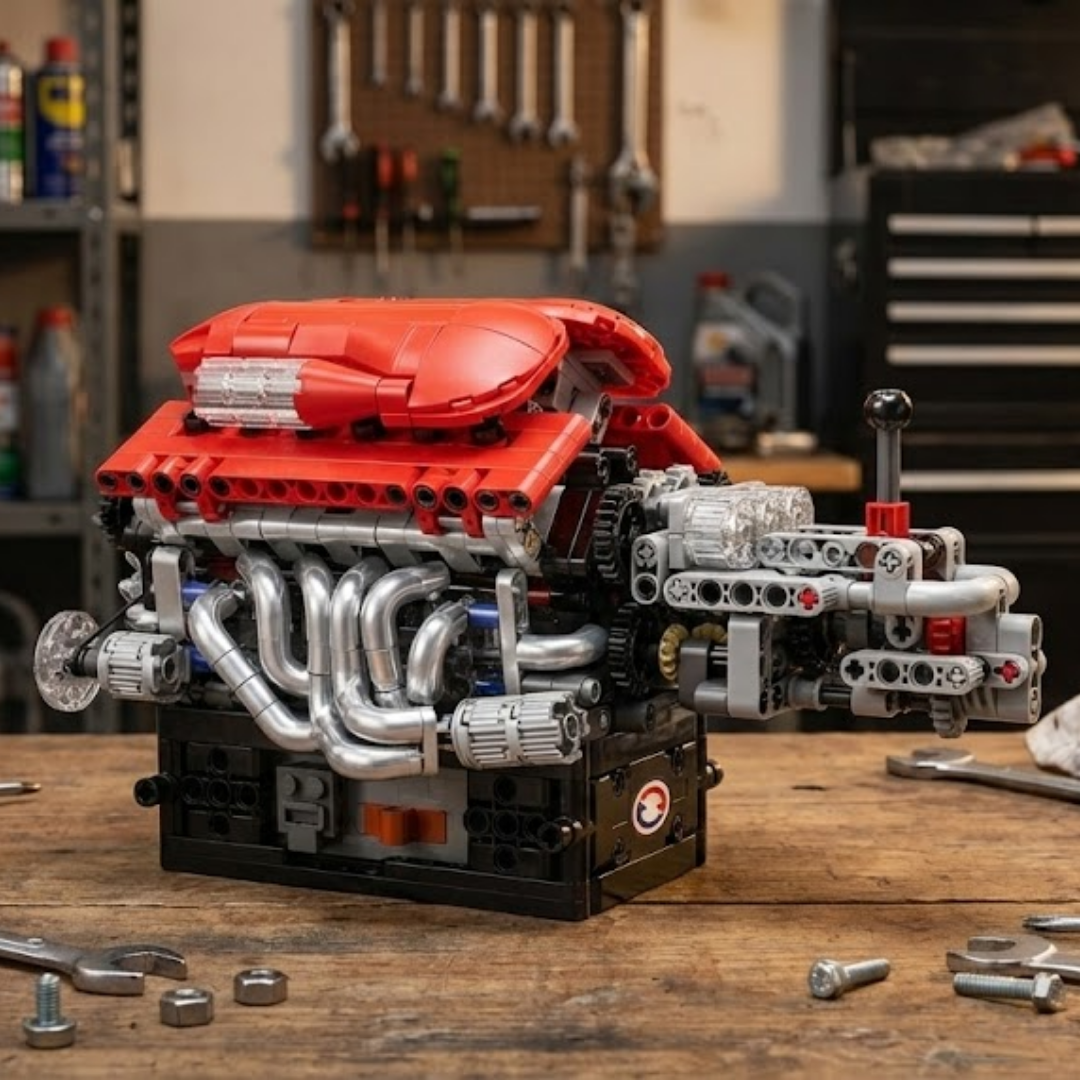 Motor V12 Supercar com Transmissão (863 peças) - Brics Craft