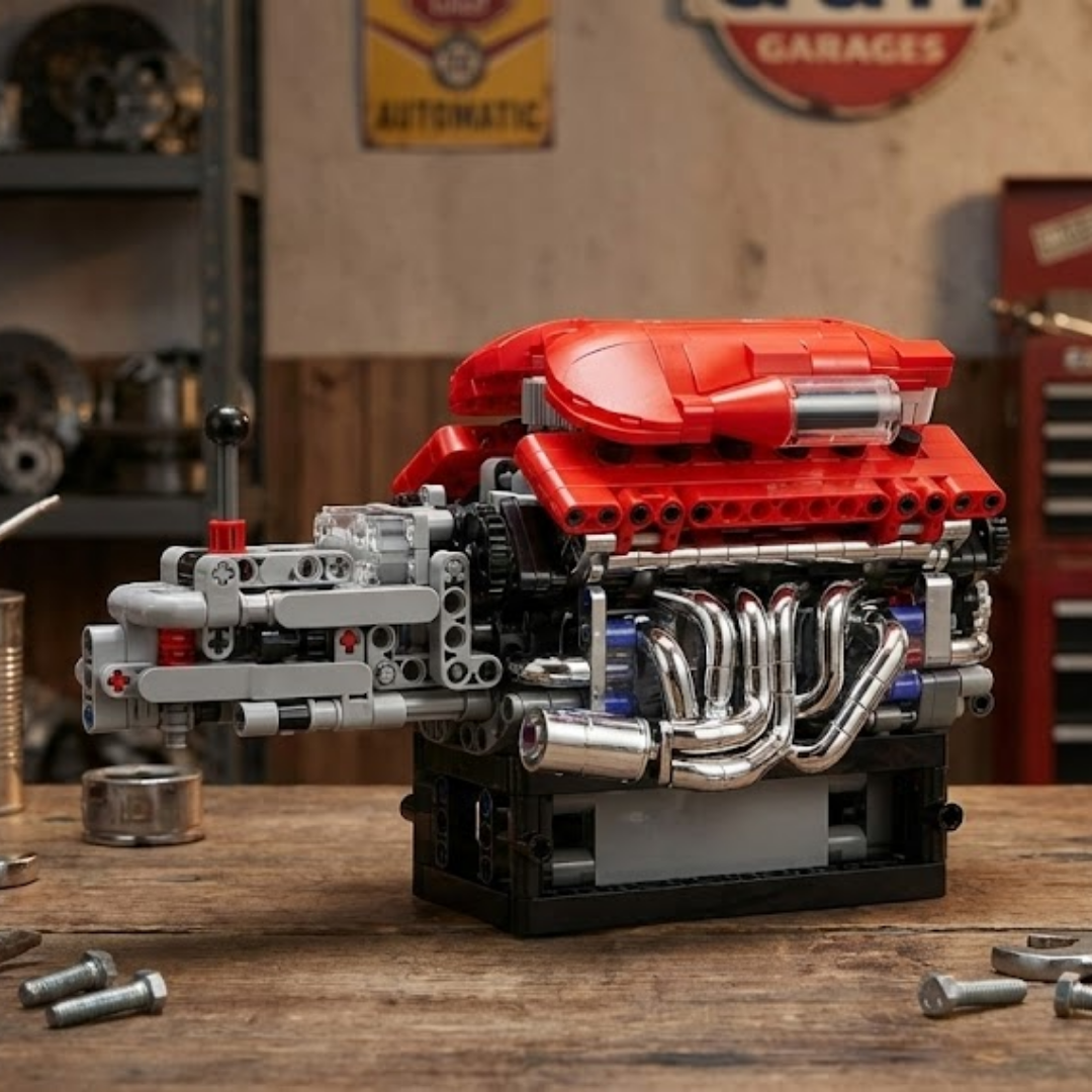 Motor V12 Supercar com Transmissão (863 peças) - Brics Craft