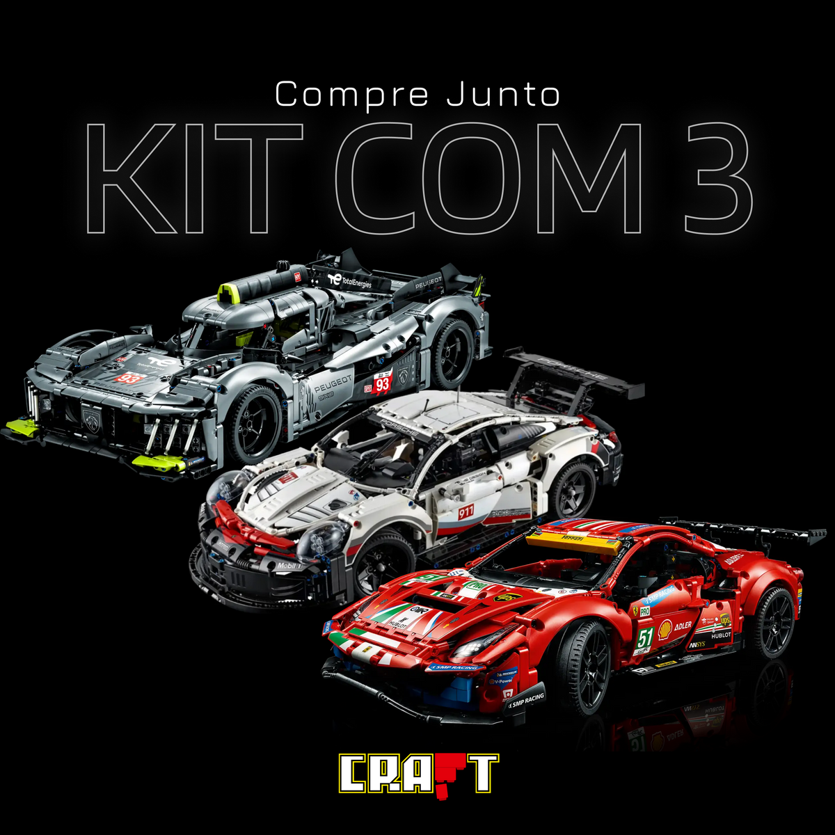 Compre Junto! Peugeot 9X8 Hybrid + Porsche 911 RSR + Ferrari 488 GTE