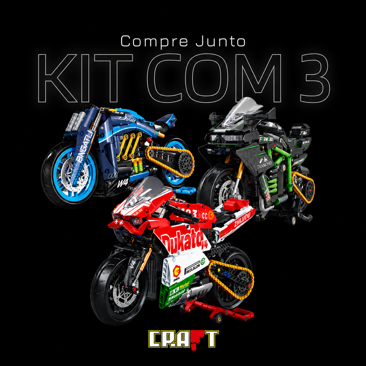 Capa do Compre Junto com Ducati V4, Kawasaki MG03 e moto conceito W4