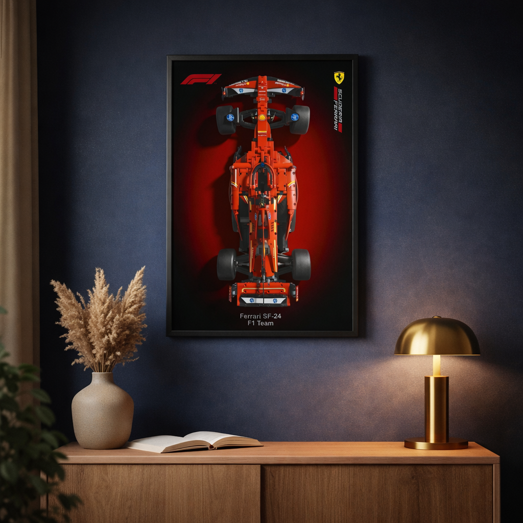 Compre Junto! Miniatura de Fórmula-1 Ferrari SF24 + Quadro Fosco