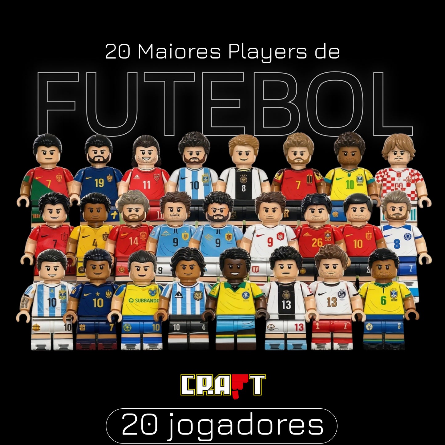 Mini-figuras: Maiores Jogadores de Futebol (20 jogadores)