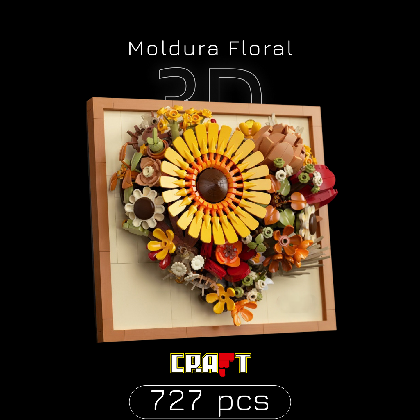 Moldura Floral 3D - Girassol (727 peças)
