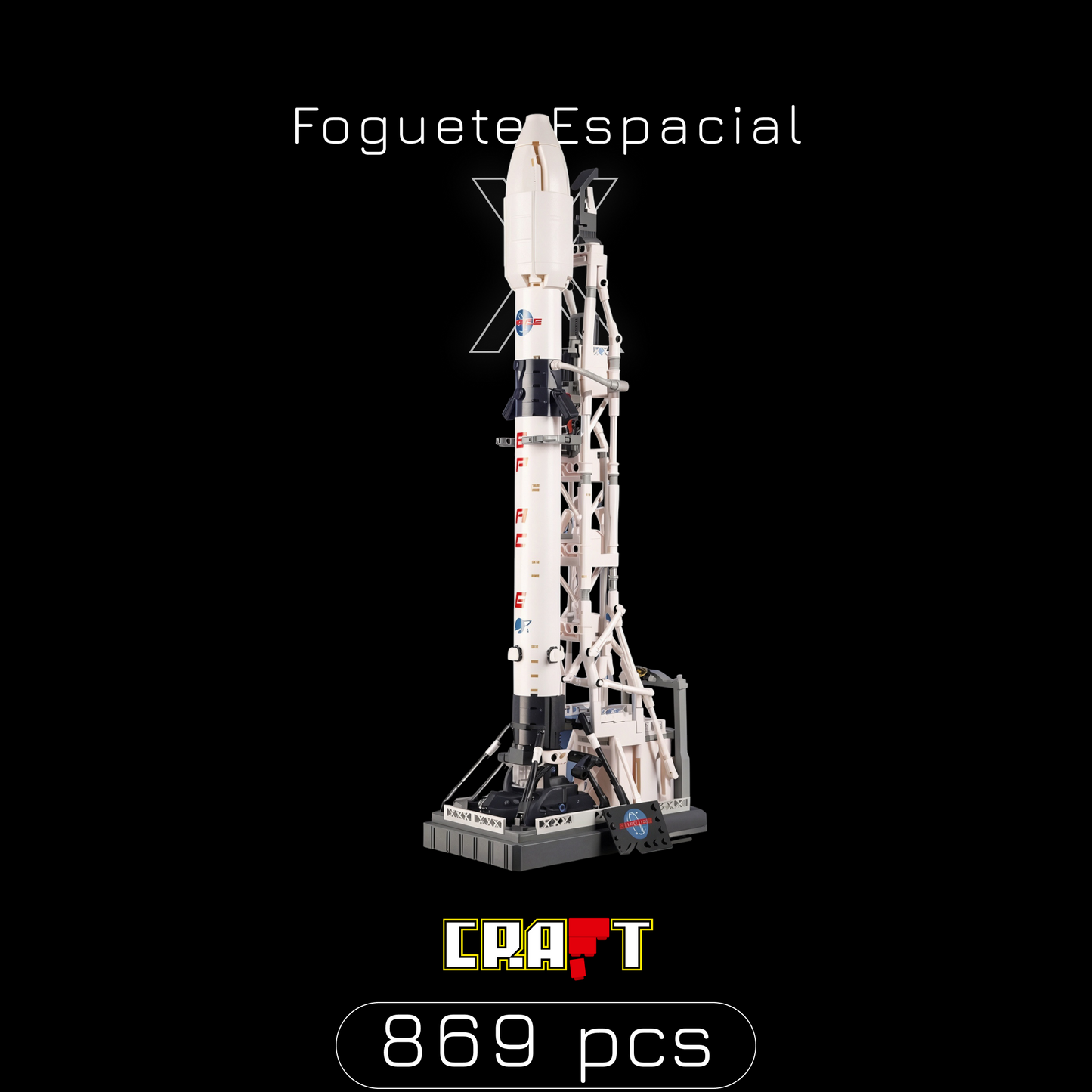 Foguete Espacial X do Programa de Aterrissagem na Lua (869 peças)