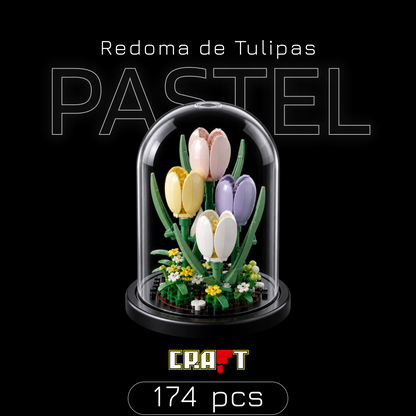 Redoma de Tulipas Pastel (174 pecas)