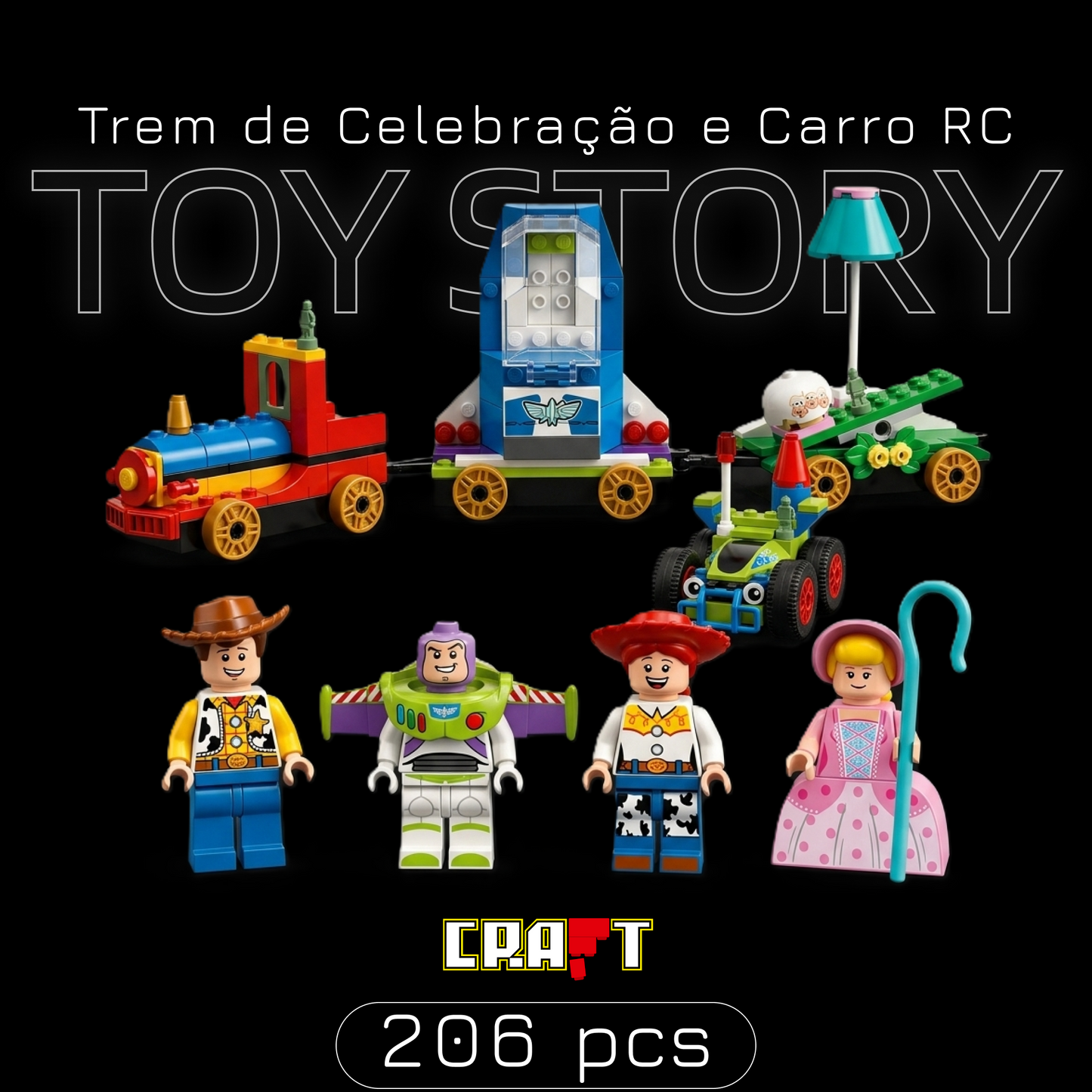 Toy Story - Trem de Celebração e Carro RC (206 peças)