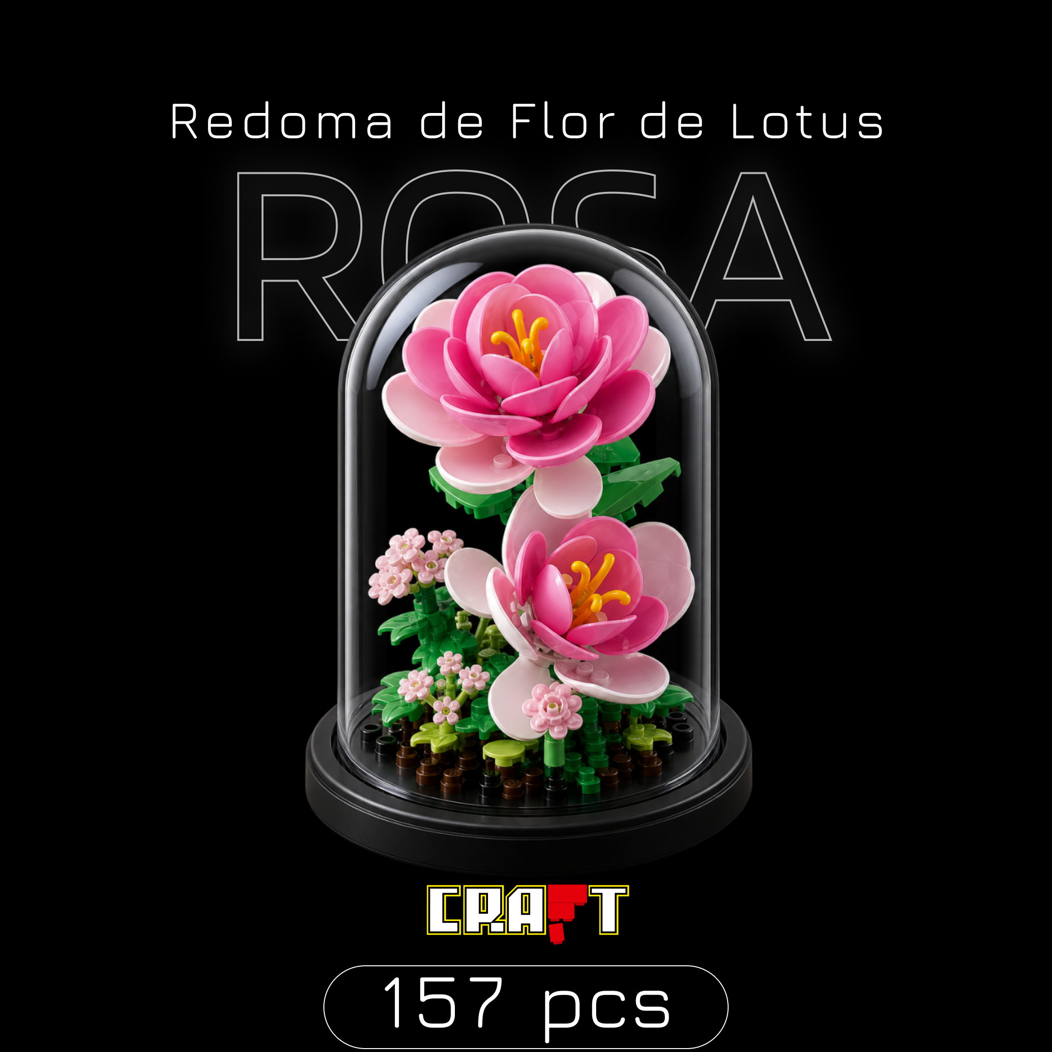 Redoma de Flor de Lótus Rosa (157 peças) – Brics Craft