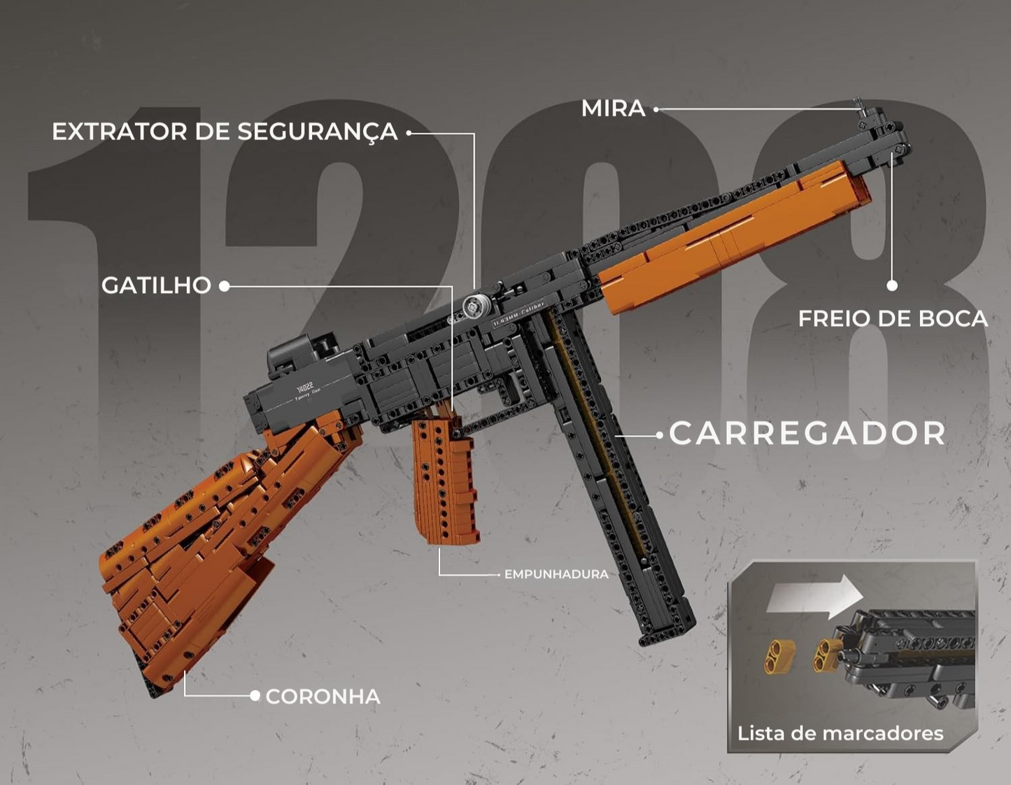 Submetralhadora Tommy Gun (1208 peças)