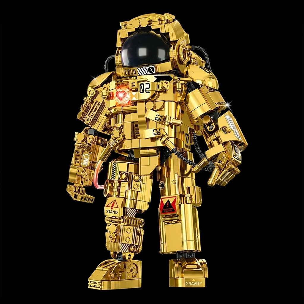 Golden Astronaut (990 pcs) - Solid Black Background Studio Shot 1