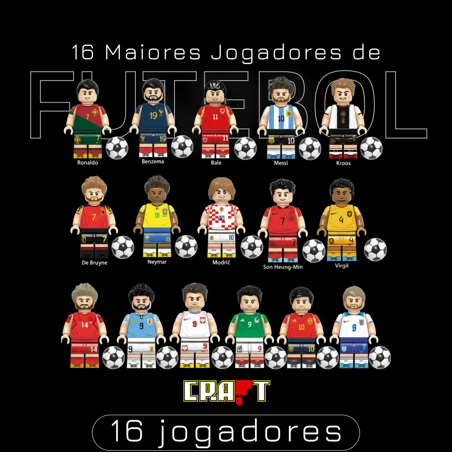 Mini-figuras: Maiores Jogadores de Futebol (20 jogadores)