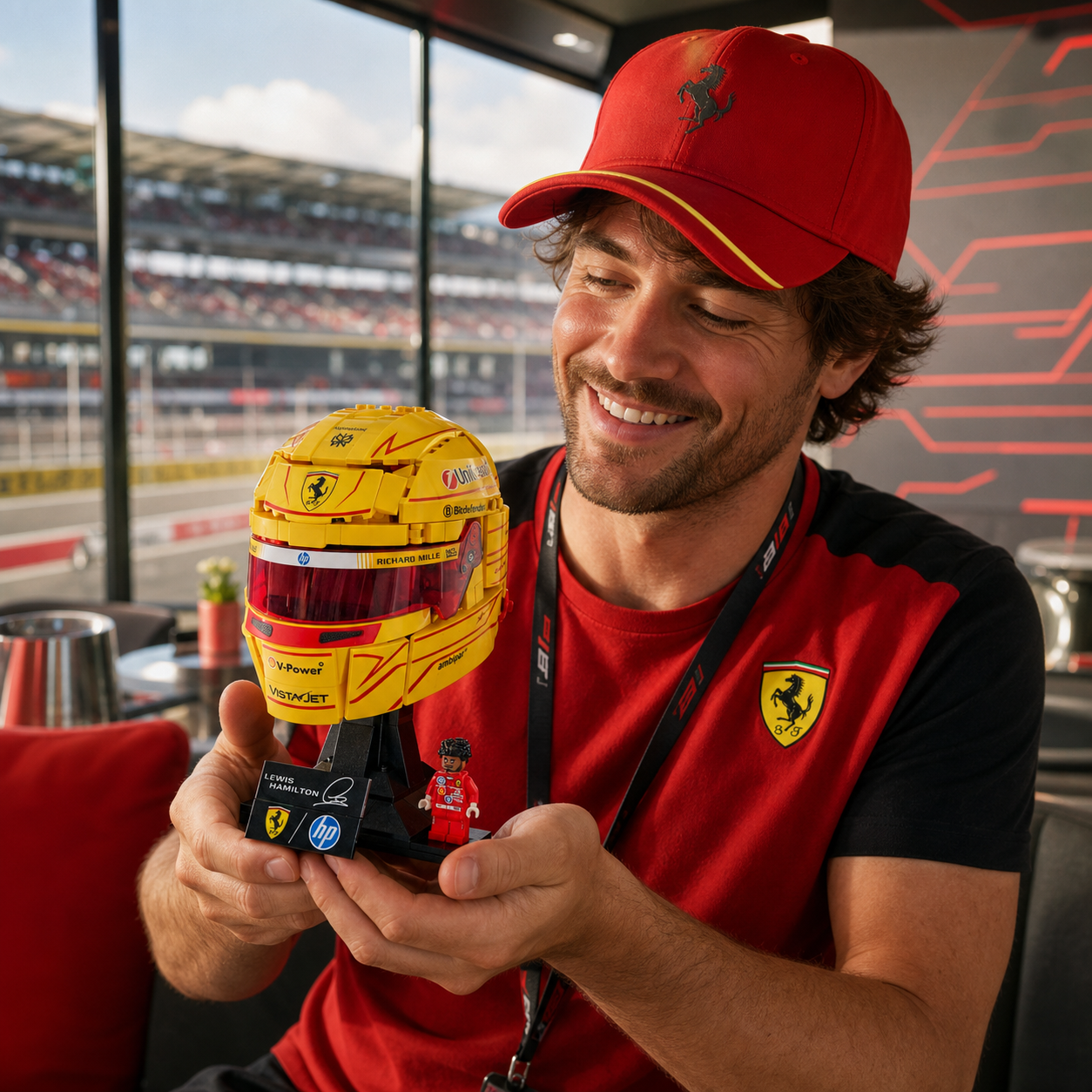 Capacete Ferrari HP - Lewis Hamilton (884 peças) - imagem ambientada 3 - 20260701-193938
