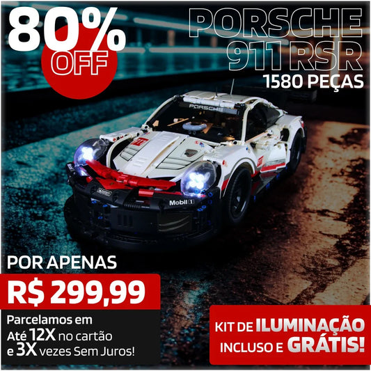 Compre o Porsche 911 RSR e Ganhe um Motor Elétrico ou o Kit Iluminação de Graça! ATENÇÃO: O PRODUTO NÃO É DA MARCA LEGO, MAS É UMA RÉPLICA 100% IDÊNTICA
