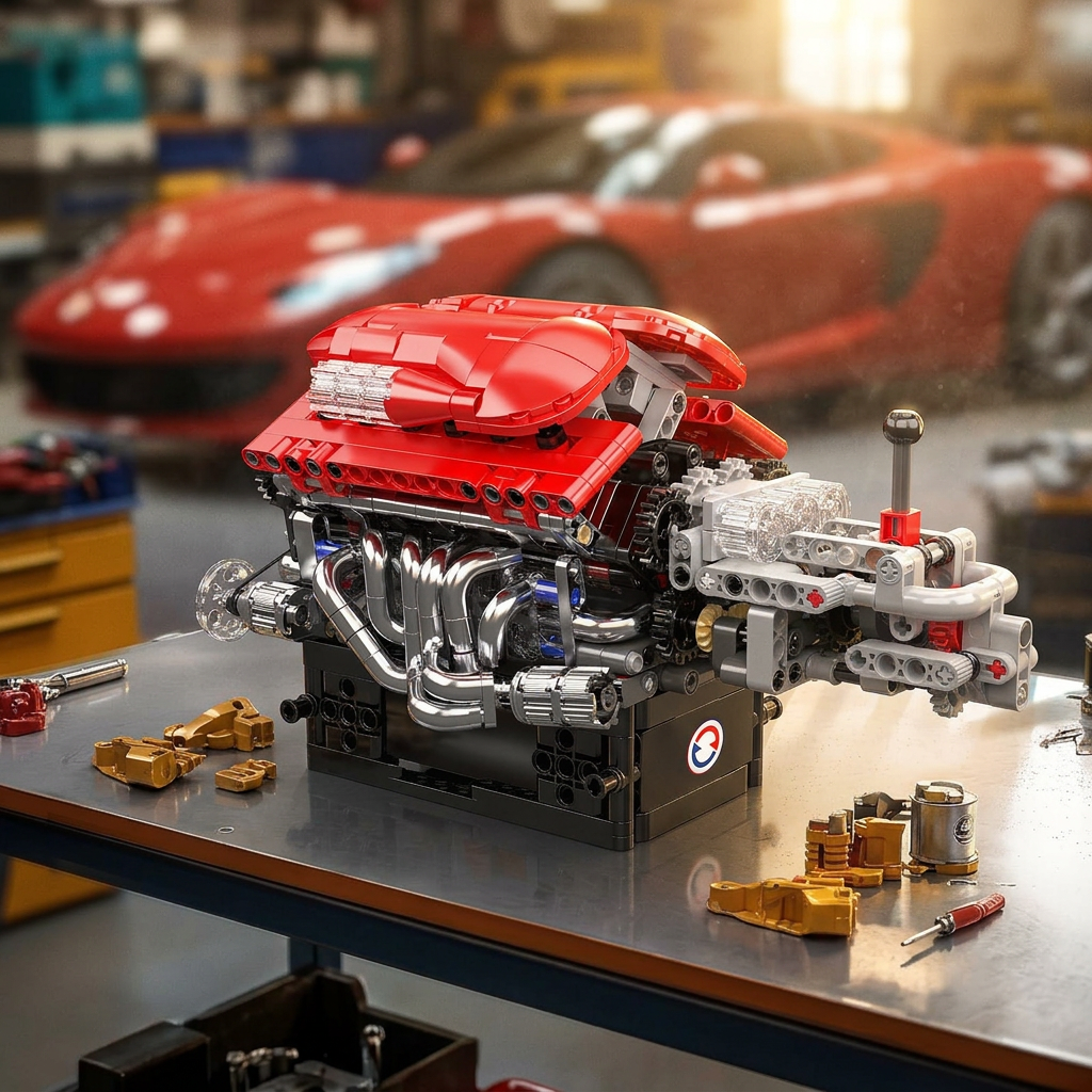 Motor Supercar com Transmissão V12 (863 peças)