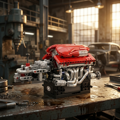 Motor Supercar com Transmissão V12 (863 peças)