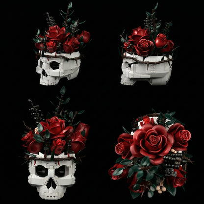 Caveira Gótica e Rosas (1079 peças)