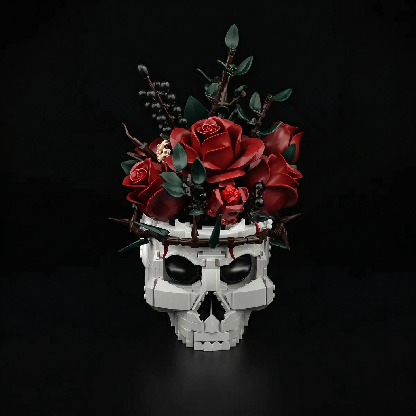 Caveira Gótica e Rosas (1079 peças)