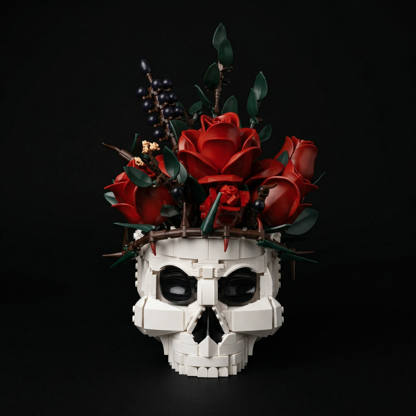 Caveira Gótica e Rosas (1079 peças)