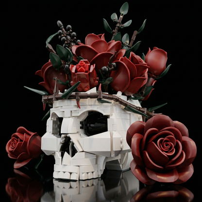 Caveira Gótica e Rosas (1079 peças)