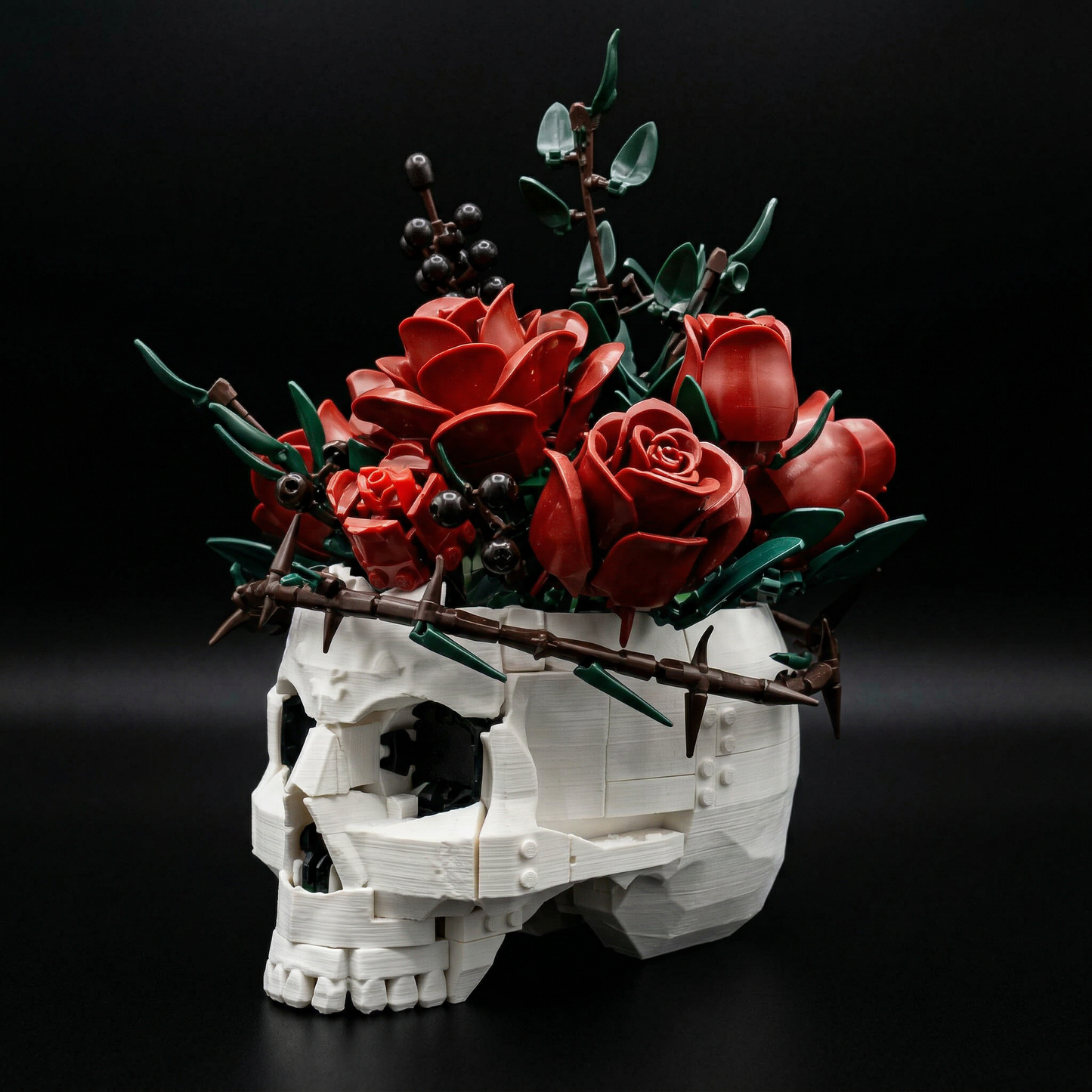 Caveira Gótica e Rosas (1079 peças)