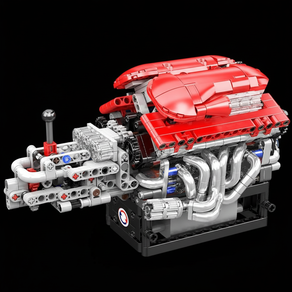 Motor Supercar com Transmissão V12 (863 peças)