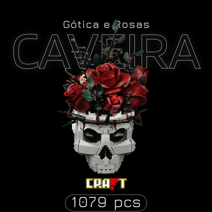 Caveira Gótica e Rosas (1079 peças)