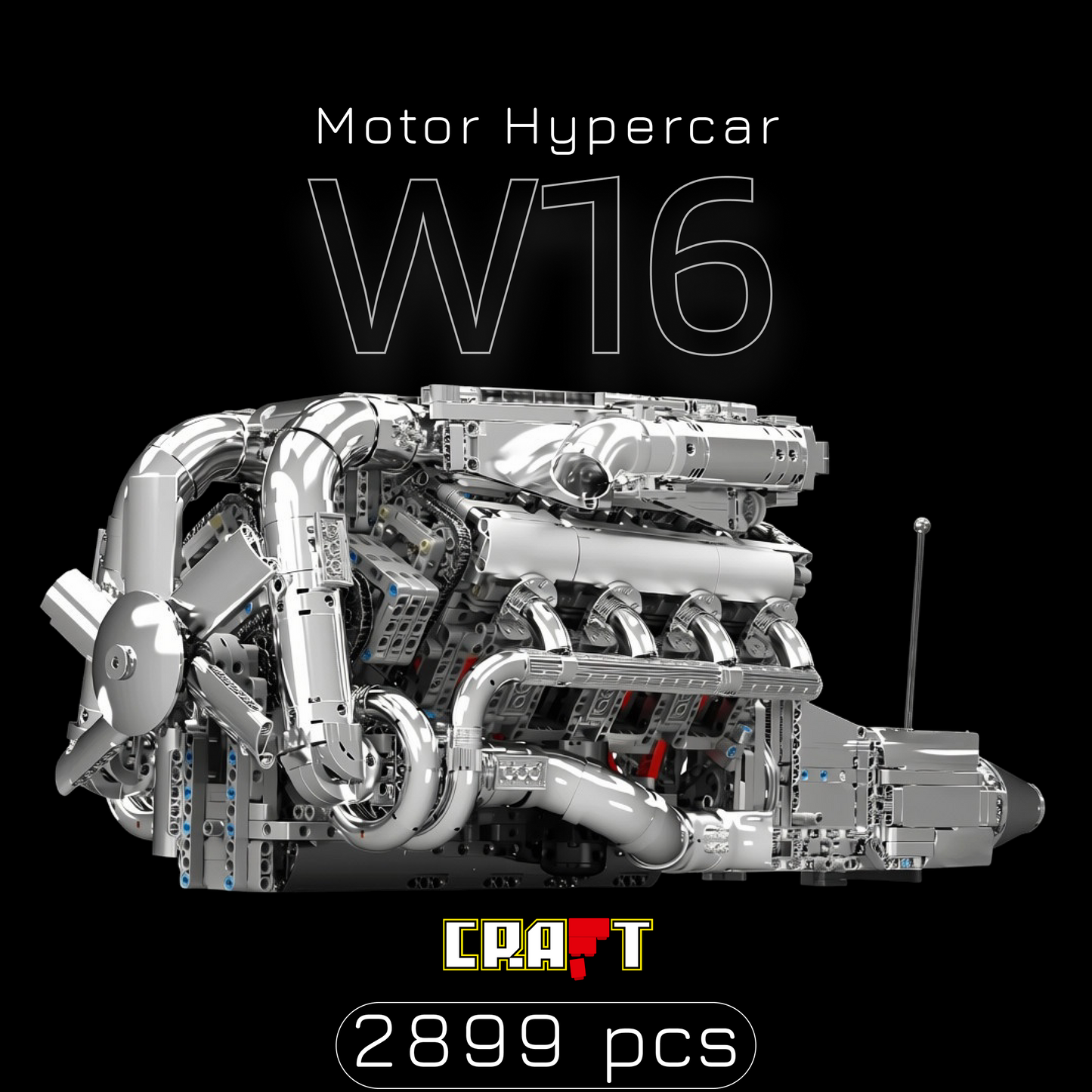 Motor Hypercar com Câmbio W16 (2899 peças)
