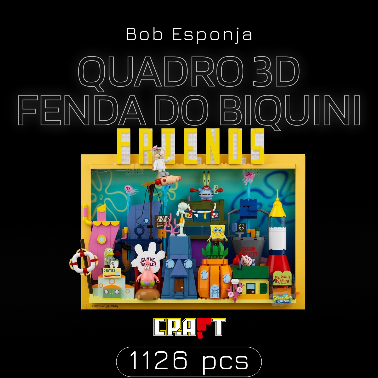 Bob Esponja - Quadro 3D Fenda do Biquini (1126 peças)