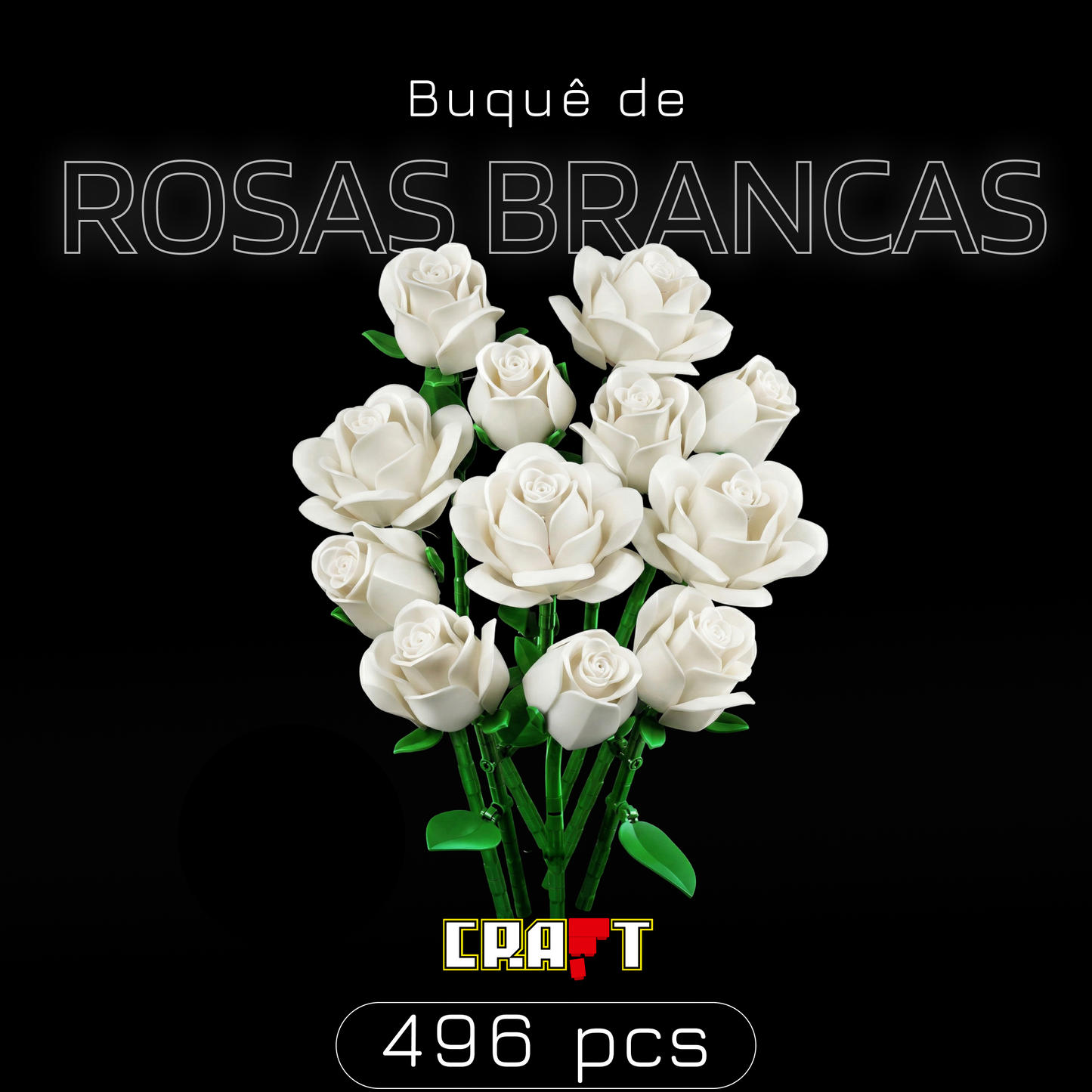 Buquê de Rosas Brancas (496 peças)