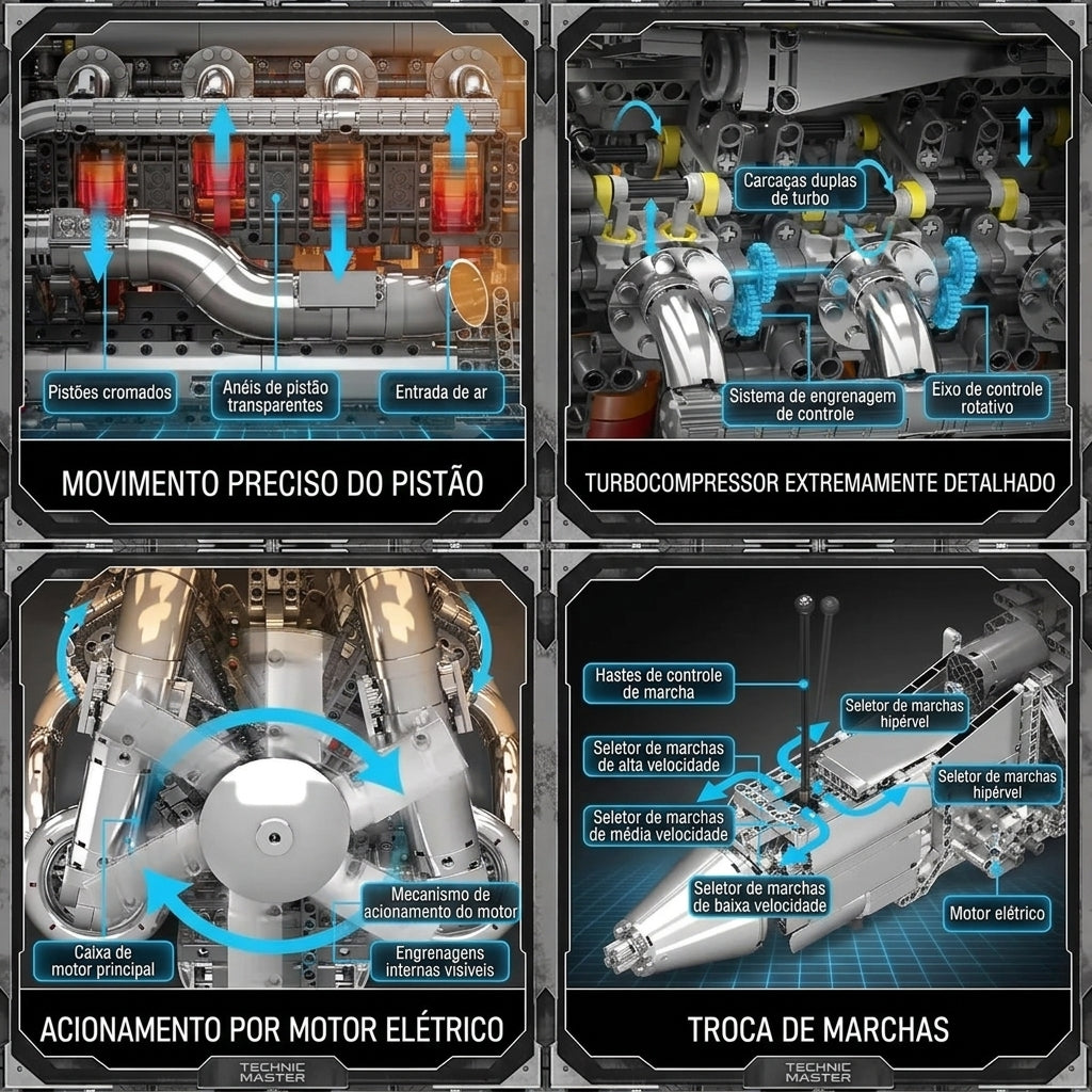 Motor Hypercar com Câmbio W16 (2899 peças)