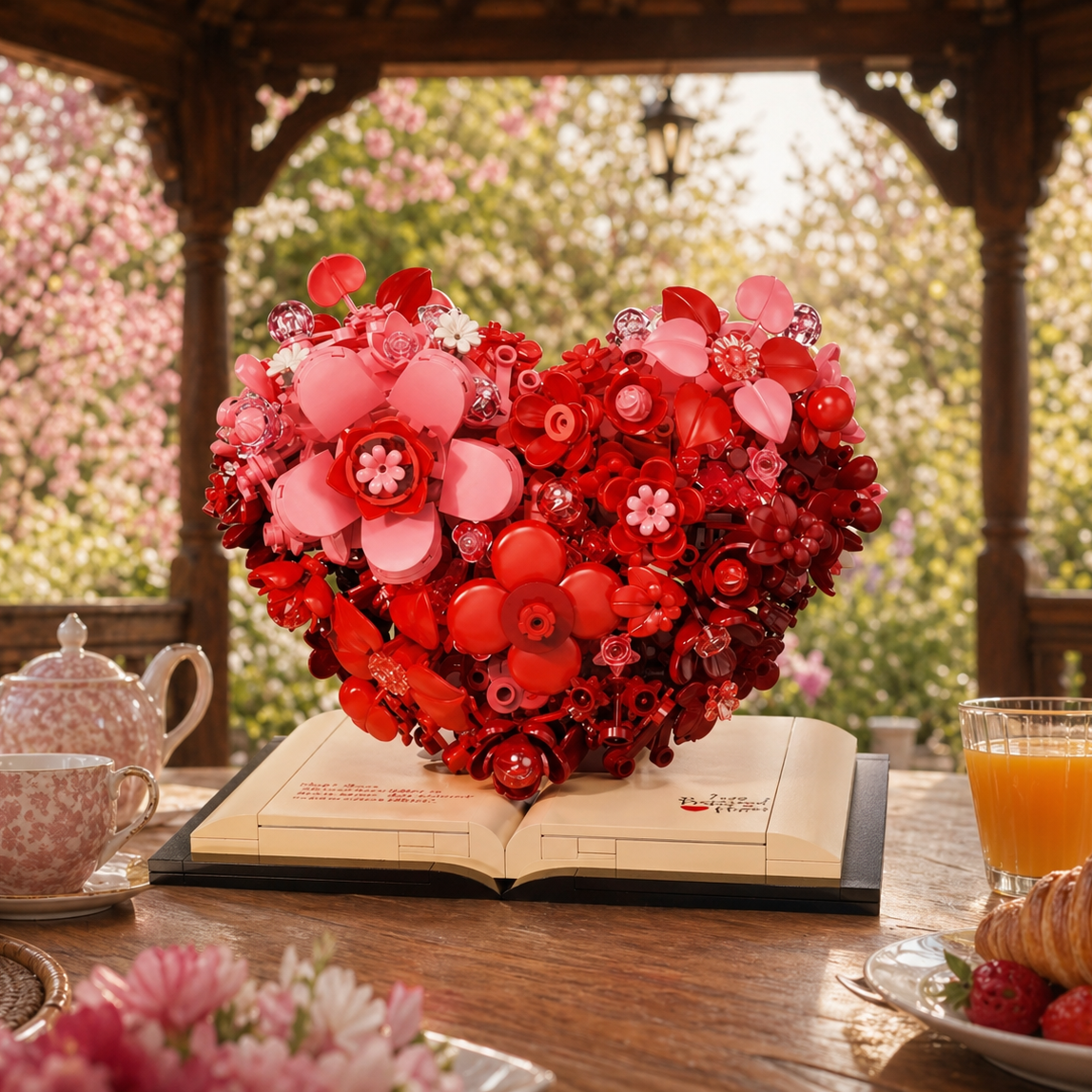 Escultura de Flores Romântico (768 micro-peças)