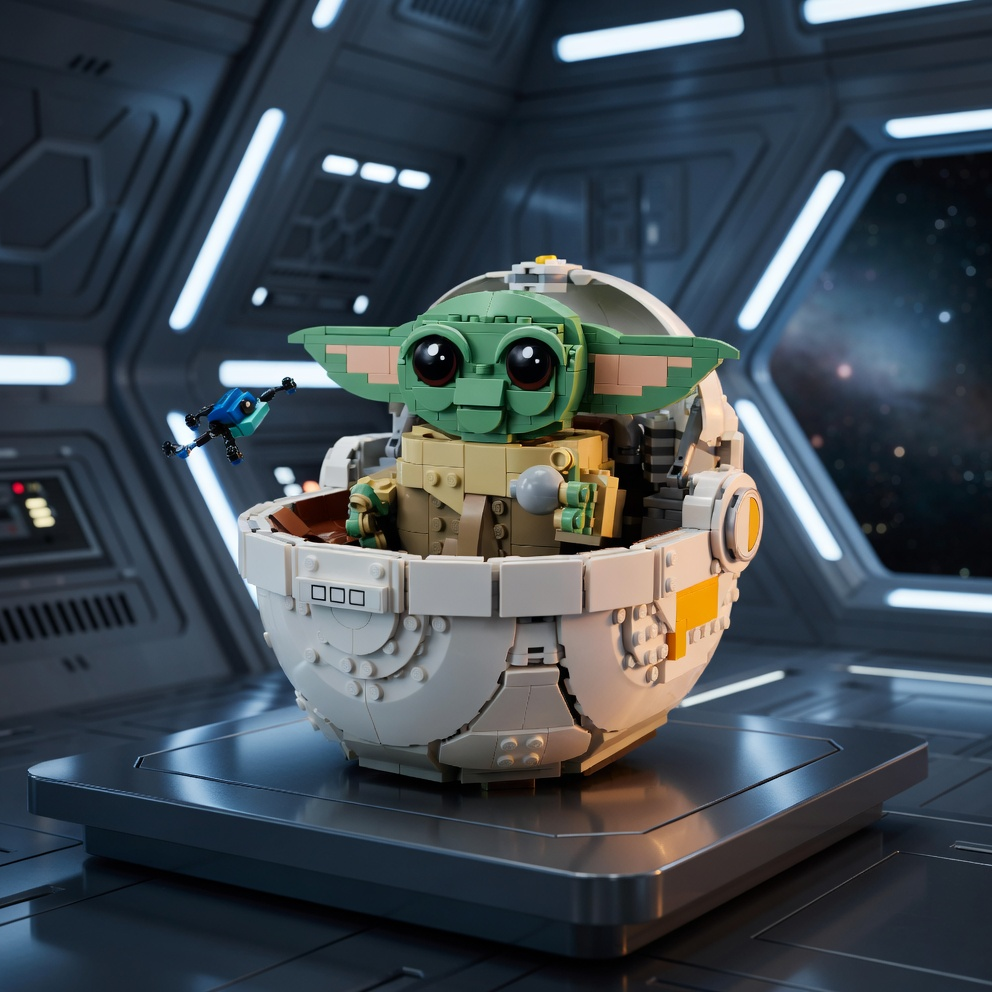Baby Yoda no Carrinho Flutuante (1048 peças)