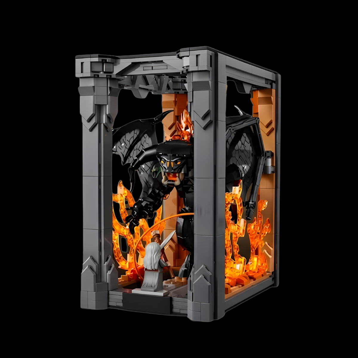Book Nook de Fantasia com Balrog em Blocos | capa 2