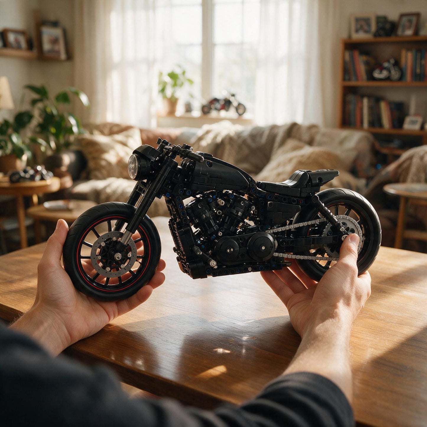 Harley Davidson Black Rod 562 peças em Mãos de Colecionador (Escala 33 cm)