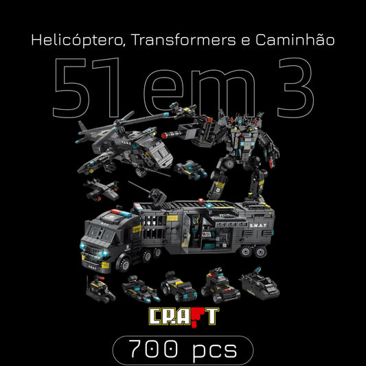 Helicóptero, Transformers e Caminhão (51 Brinquedos em 3) - Brics Craft