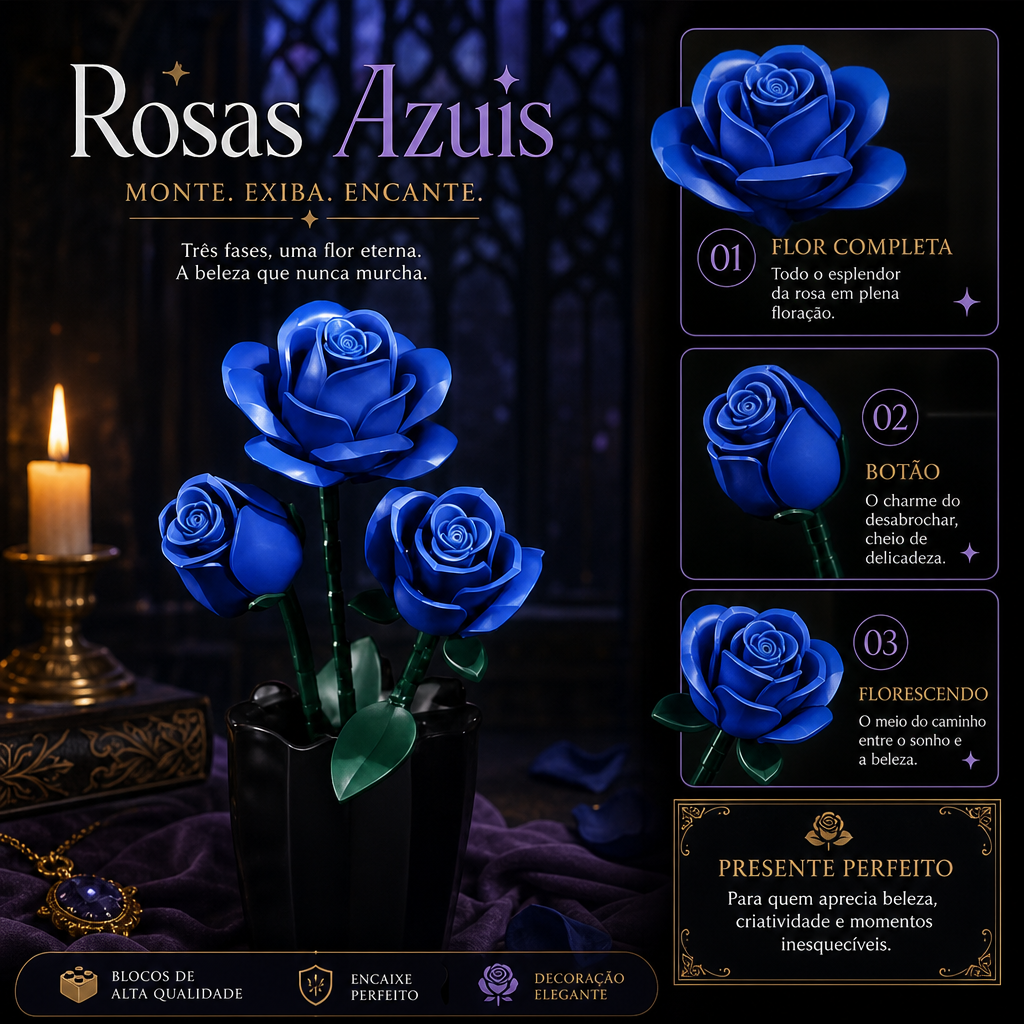 Buquê de Rosas Azuis (608 peças)