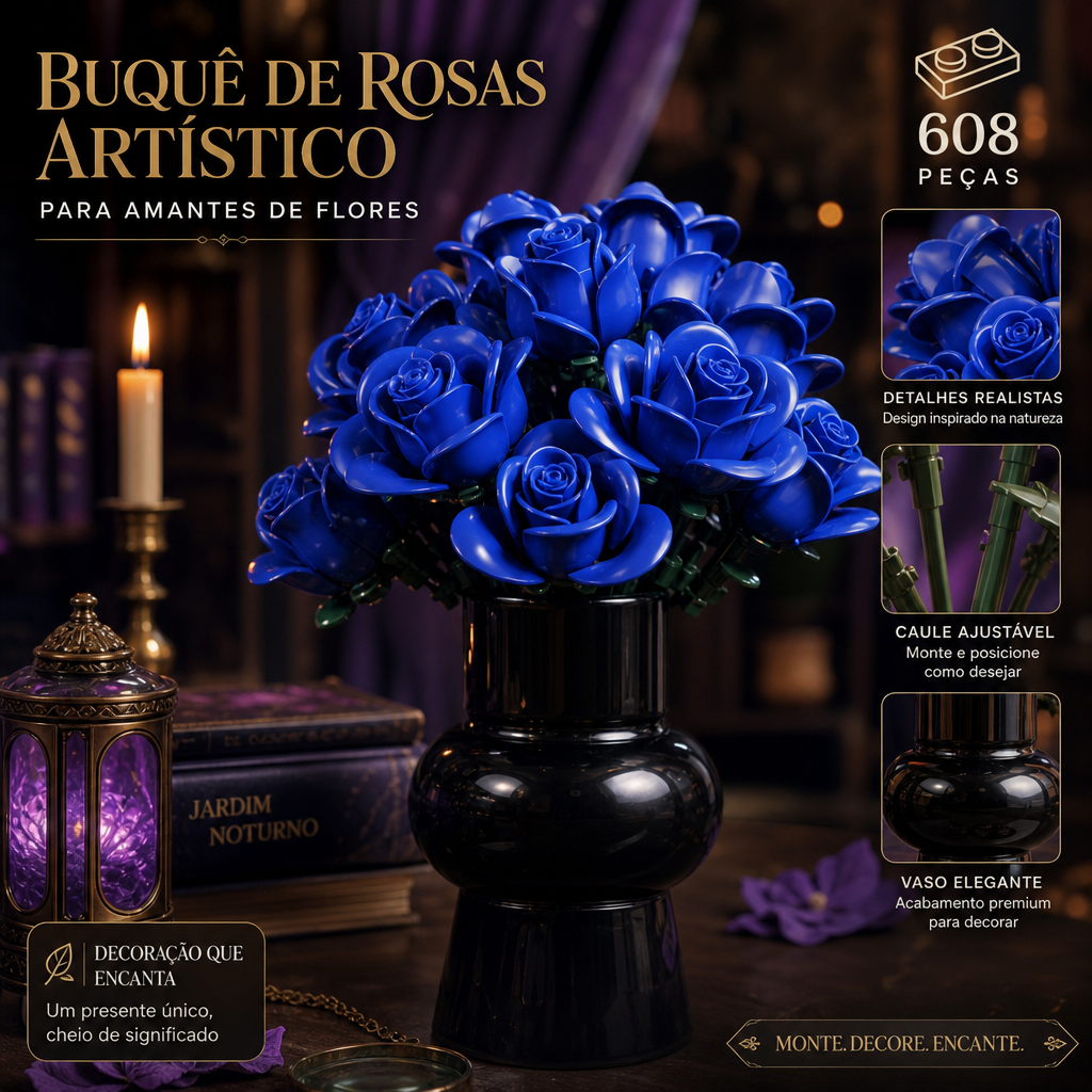 Buquê de Rosas Azuis (608 peças)