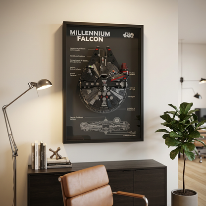 Quadro de Acrílico para Millennium Falcon (1381 peças)