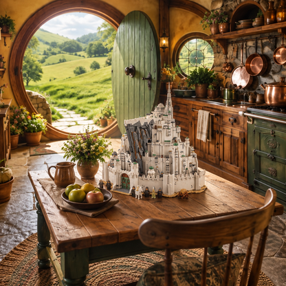 Minas Tirith em miniatura em cozinha rústica