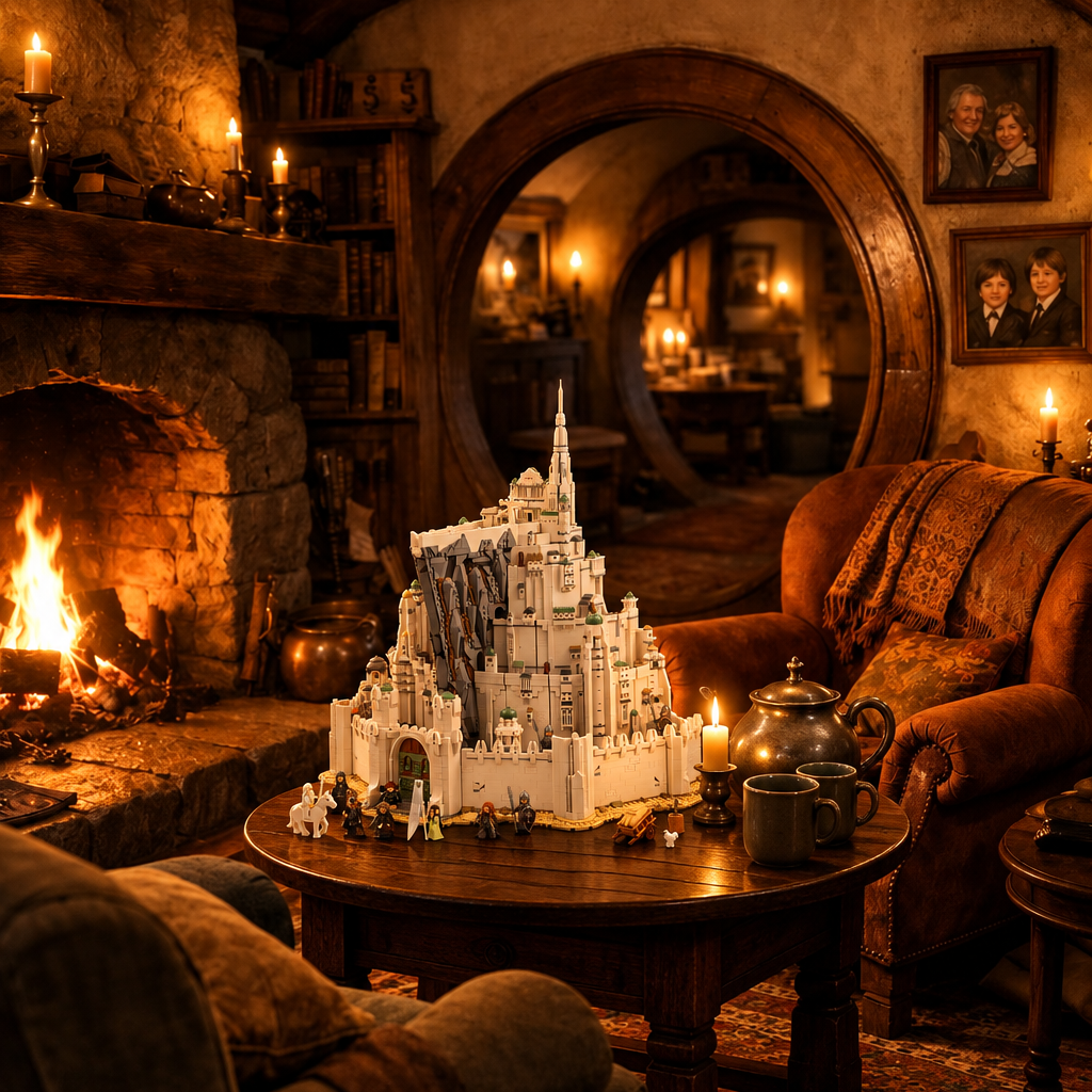 Minas Tirith em miniatura junto à lareira