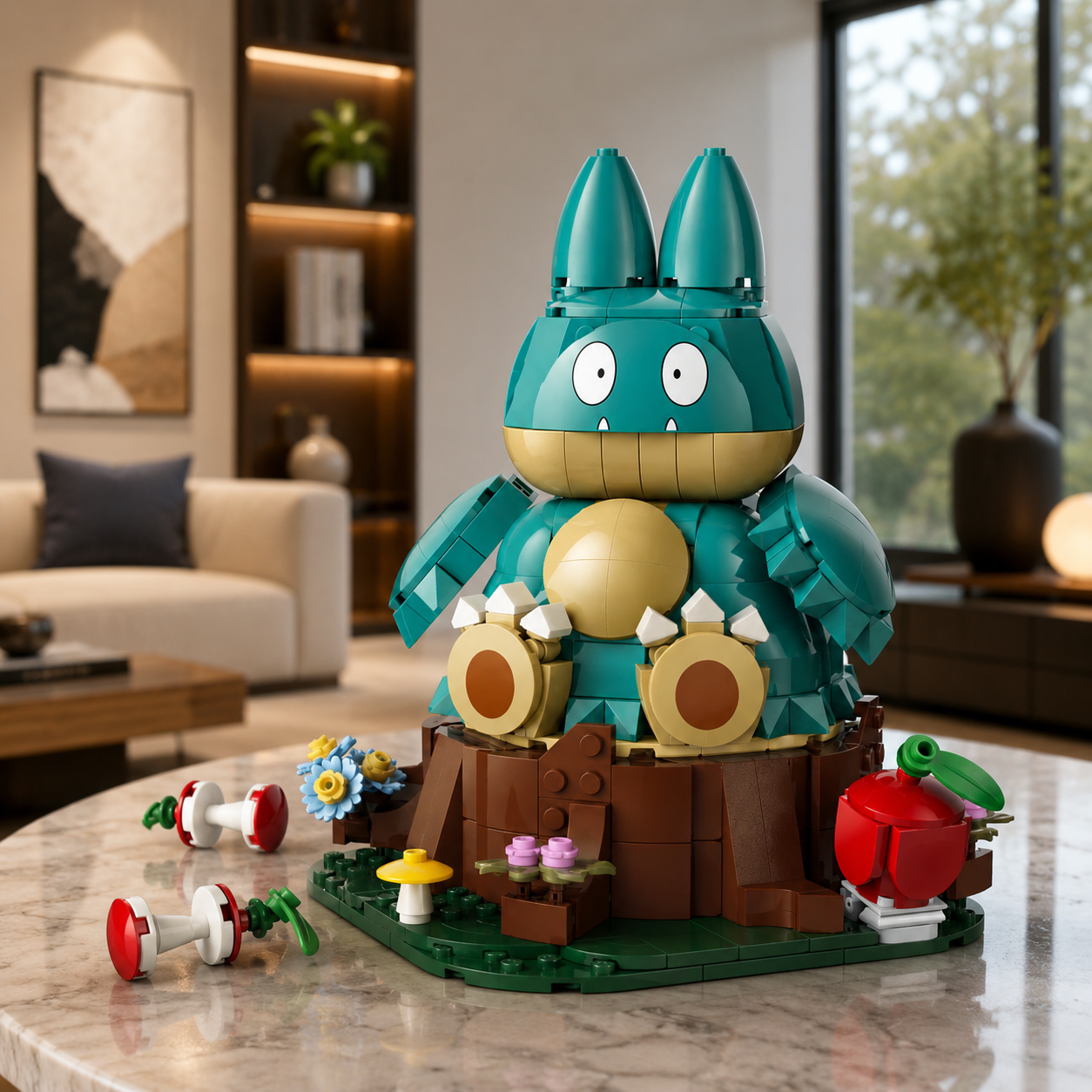 Munchlax montado como peça de exposição em sala
