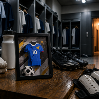 Porta-Retrato Camisa Futebol Azul N10 em vestiario de futebol profissional - Brics Craft 20260605-014205