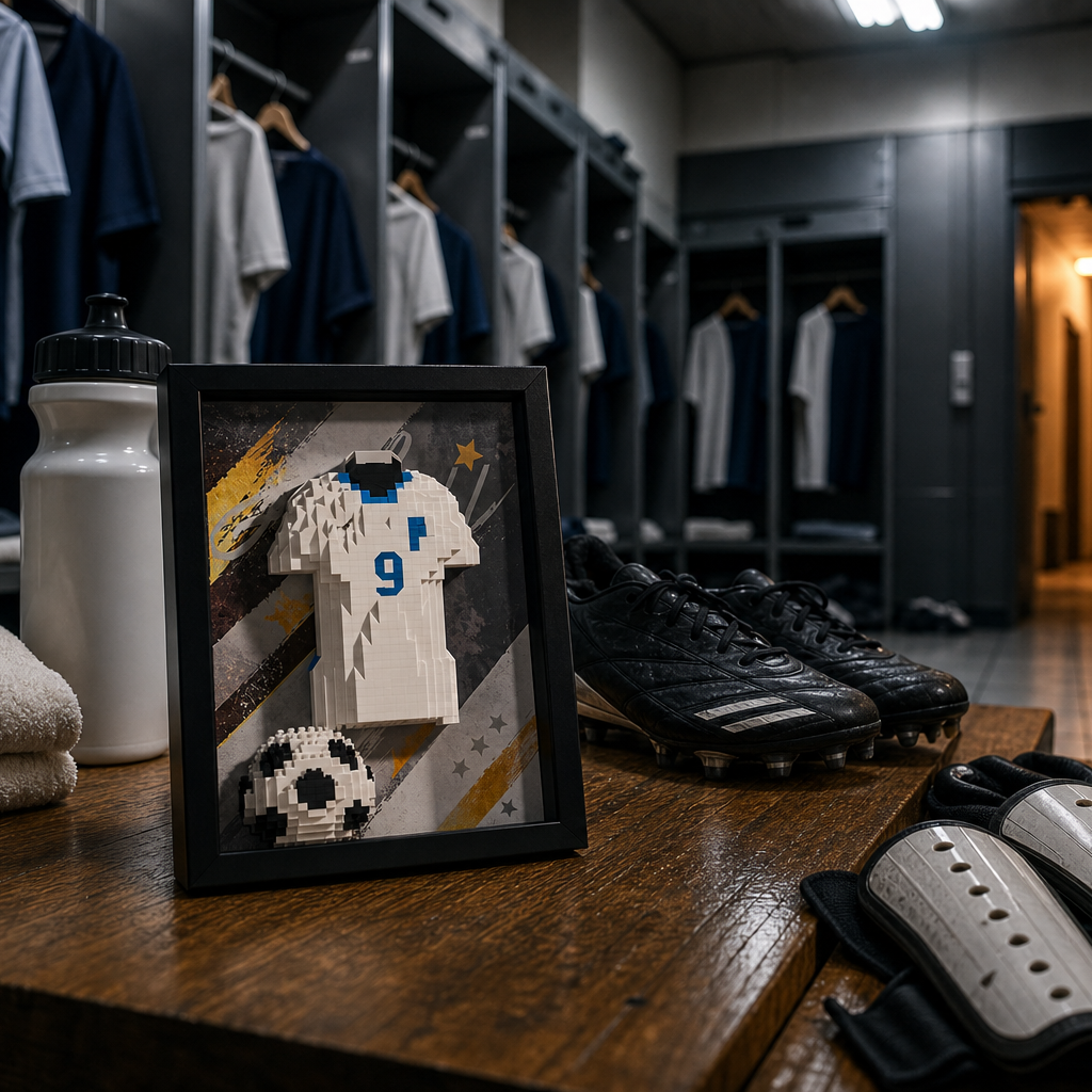 Porta-Retrato Camisa Futebol Branca N9 em vestiario de futebol profissional - Brics Craft 20260605-014205