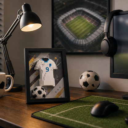 Porta-Retrato Camisa Futebol Branca N9 em home office esportivo - Brics Craft 20260605-014205