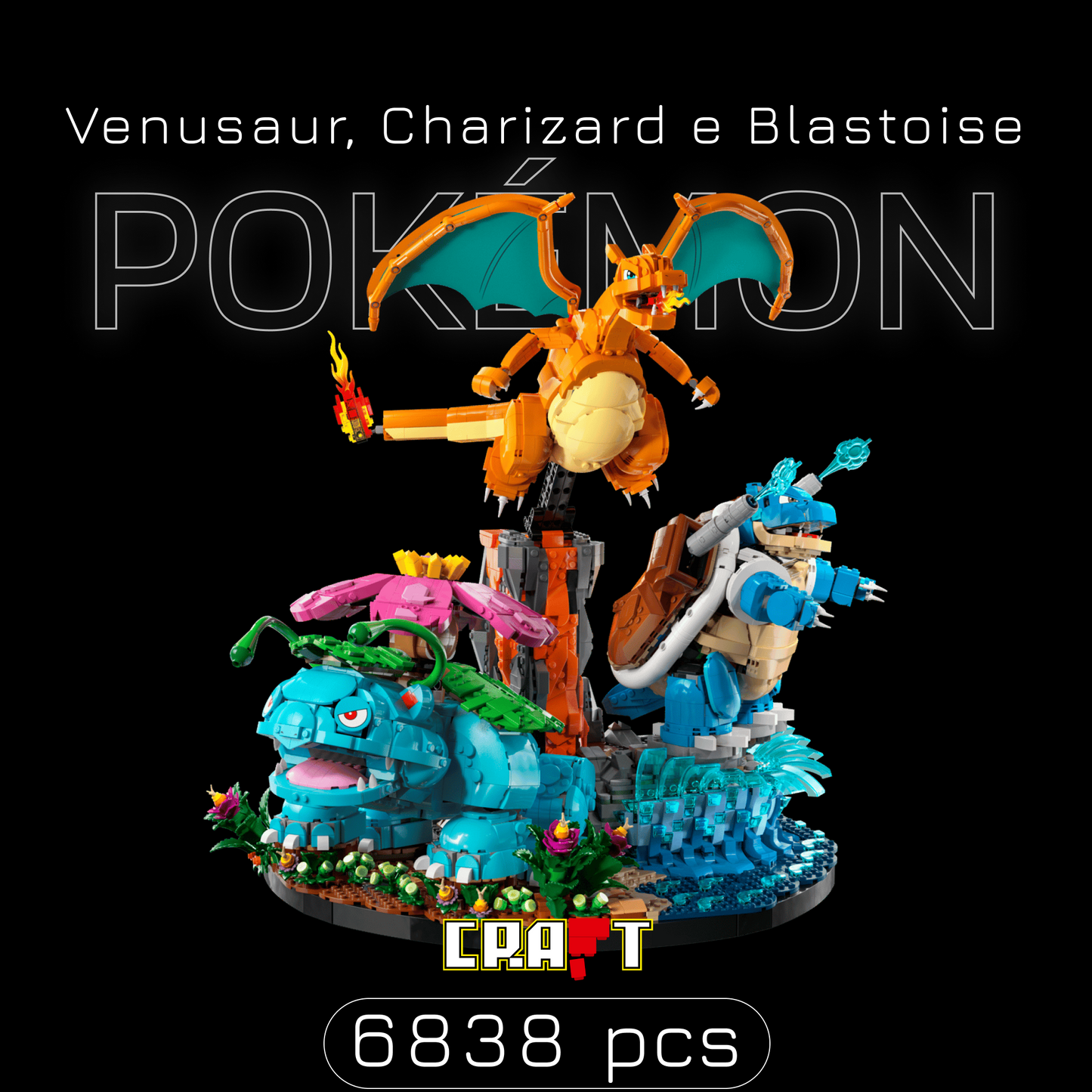Pokémon - Venusaur, Charizard e Blastoise (6838 peças)